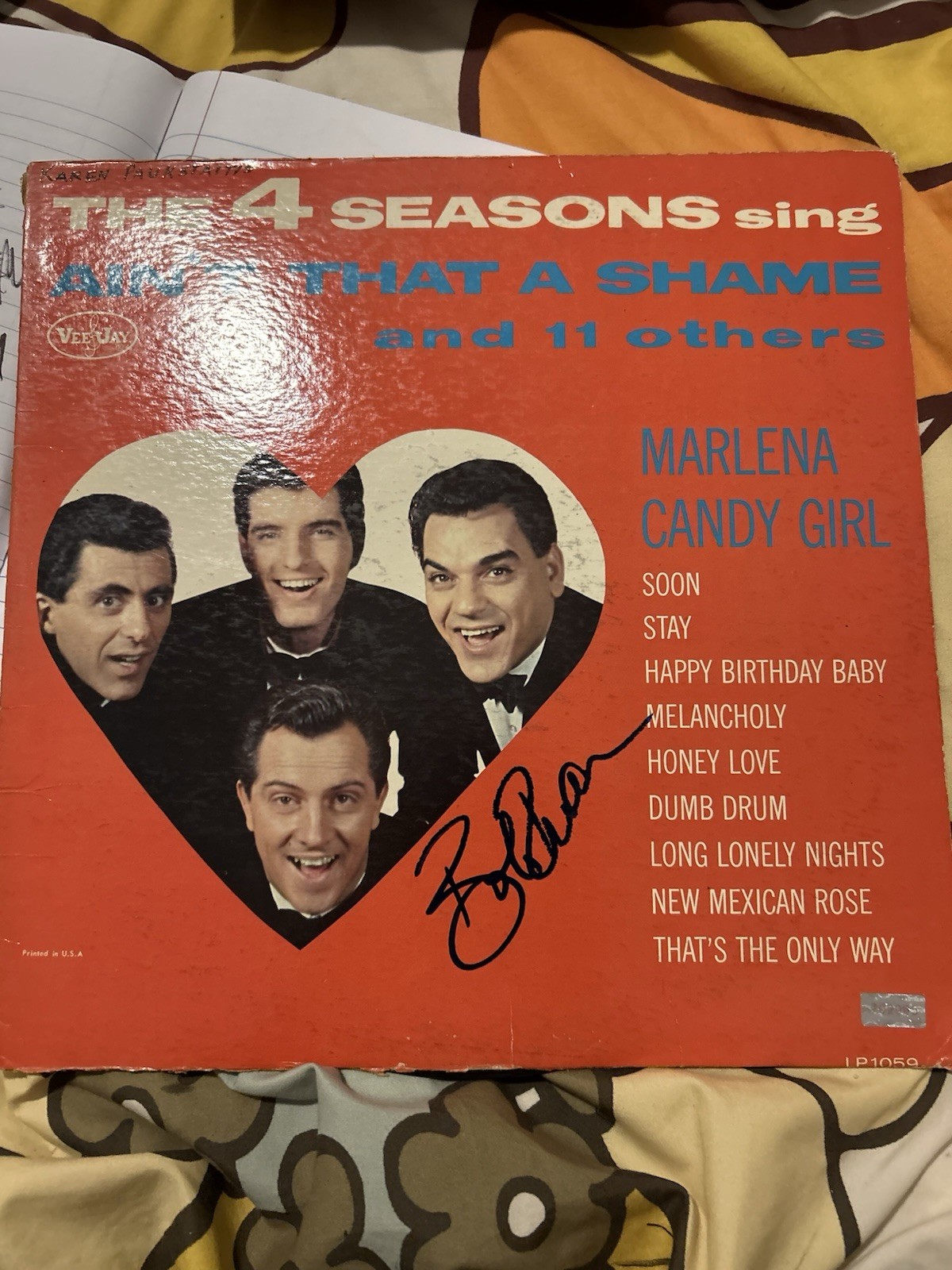 The Four Seasons Vinyl record Autogrpahed With COA