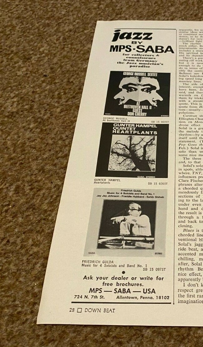JBF4 ADVERT 11X3 MPS SABA RECORDS USA. GEORGE RUSSELL. GUNTER HAMPEL QUARTET