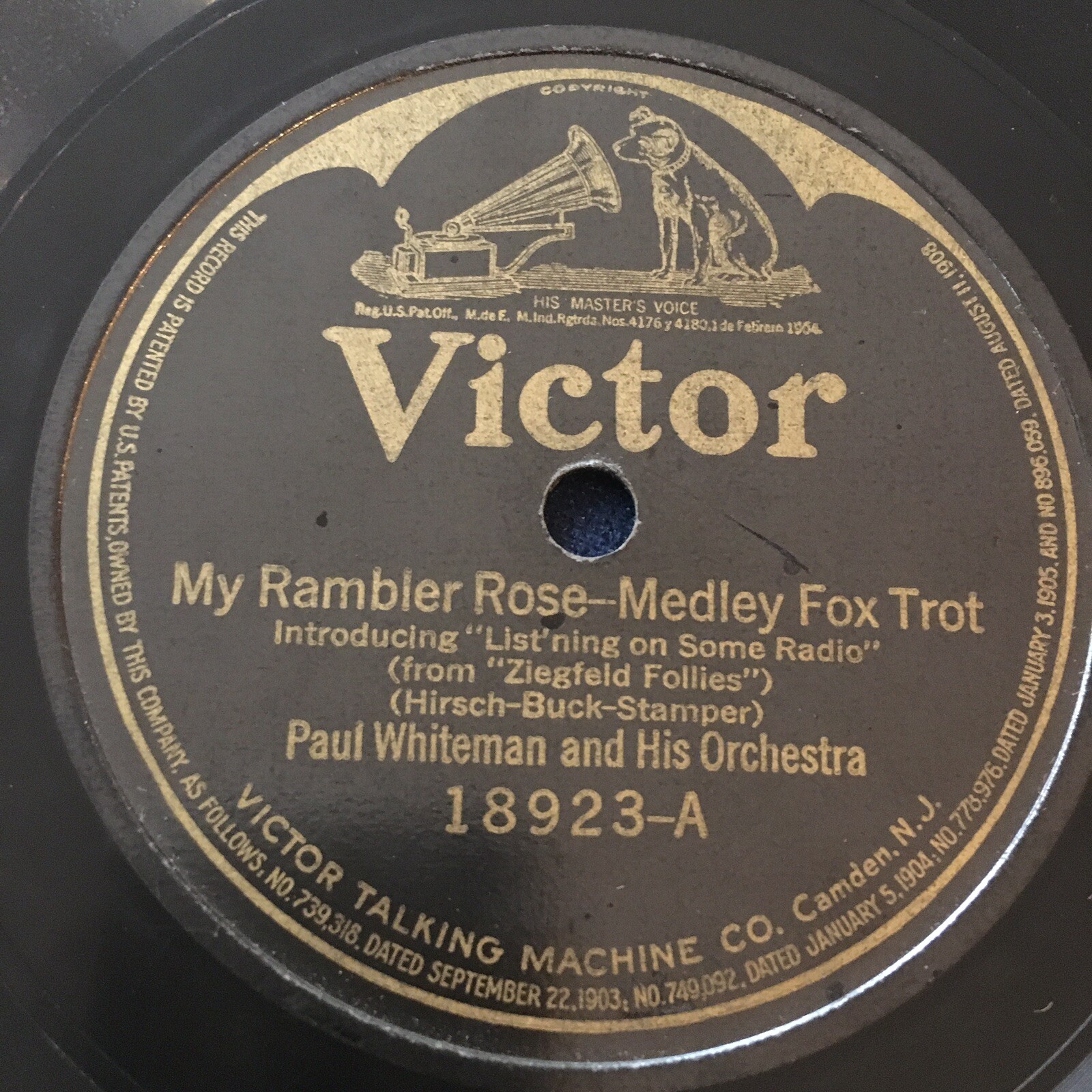 1922 JAZZ PAUL WHITEMAN 78 rpm VICTOR 18923 MY RAMBLER ROSE V+
