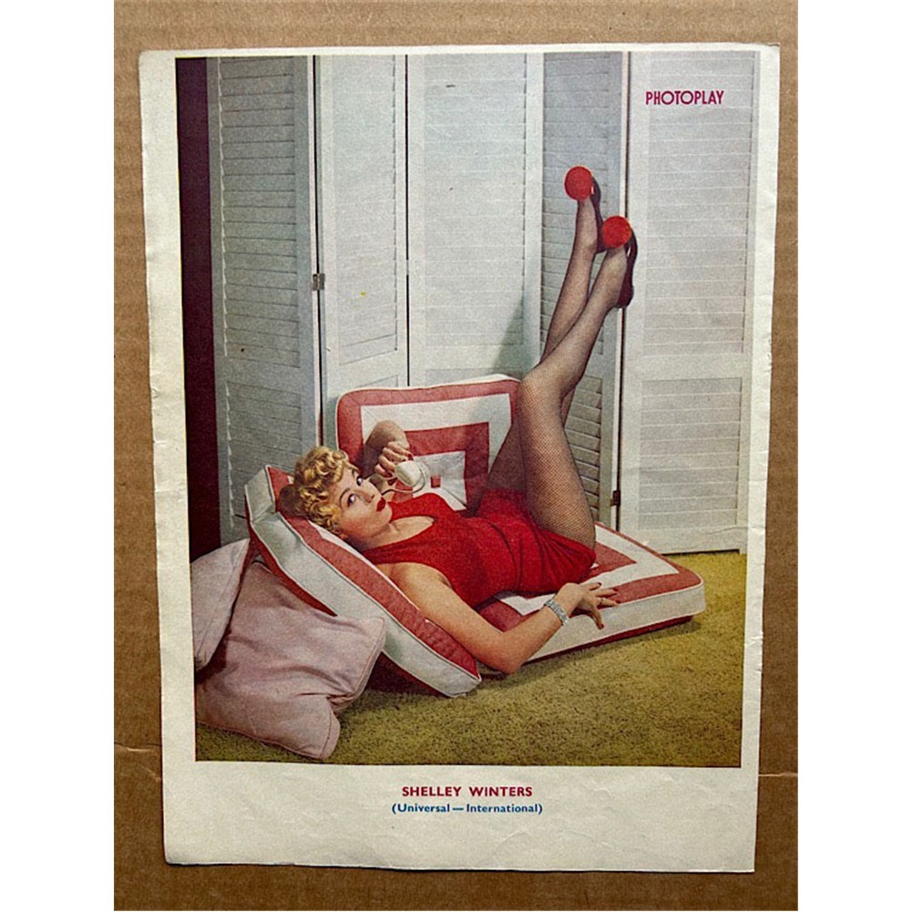 SHELLEY WINTERS PHOTOPLAY PIN-UP MEMORABILIA original magazine pin-up from 1951