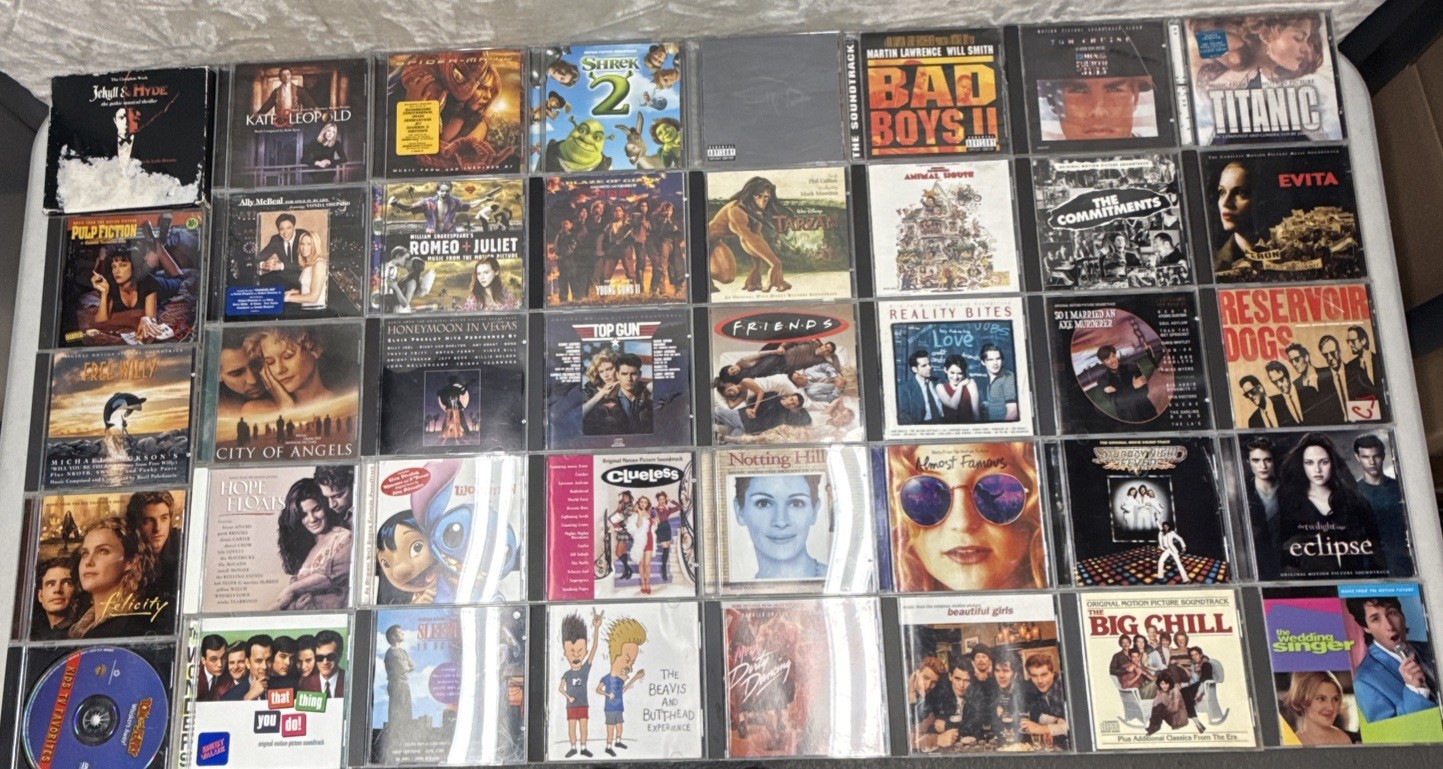 HUGE Lot of 40 CDs; Movie Soundtracks - Kids and Adults- See Pics For Titles