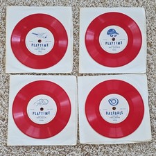 Vintage 1952 Columbia Playtime Baseball Series Red Vinyl Lot of 4 Kiner Rizzuto picture