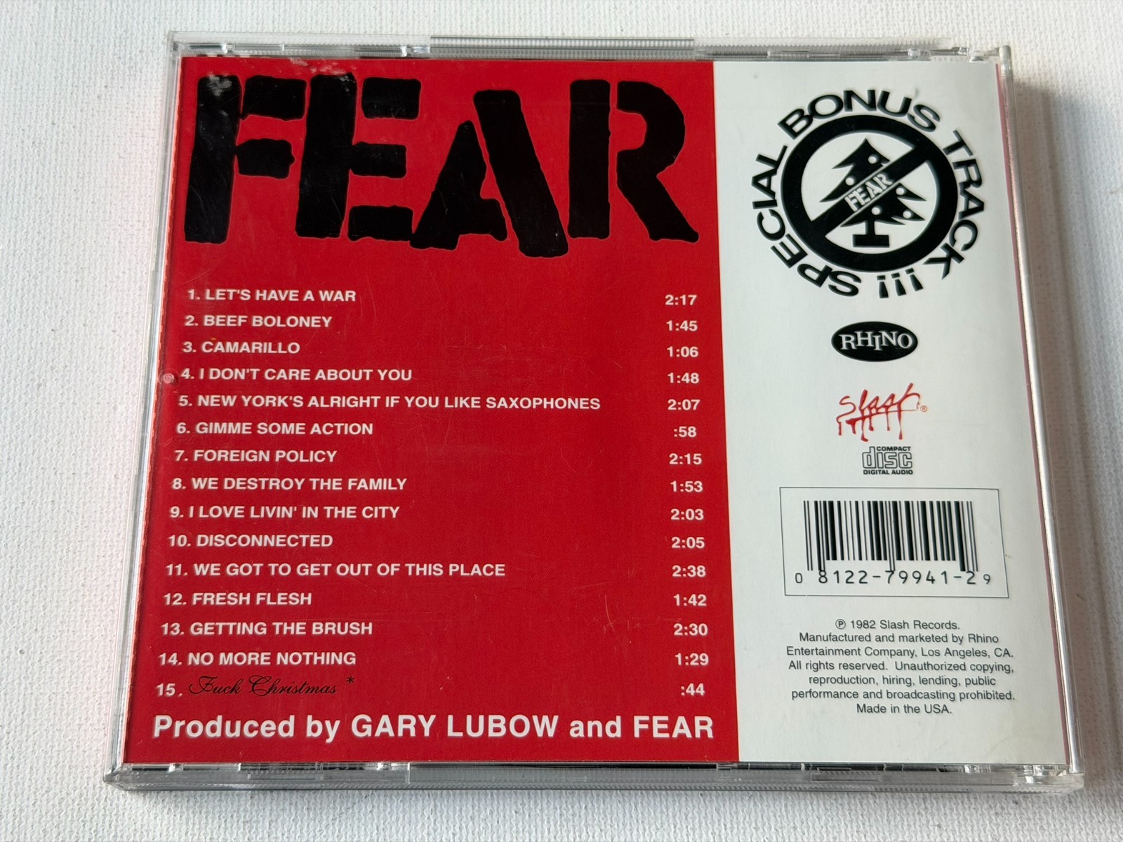 FEAR - The Record - CD - Parental Advisory - RARE - 15 Tracks - GREAT CONDITION