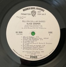 Alice Cooper Billion Dollar Babies WHITE LABEL PROMO w/ inserts intact VG+/VG+ picture