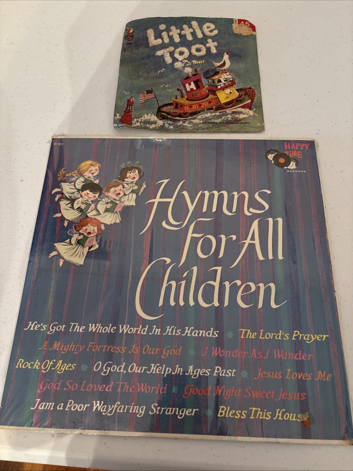 Vintage Children’s Records, Vinyl Happy Time  33 Lp and Little Toot 45
