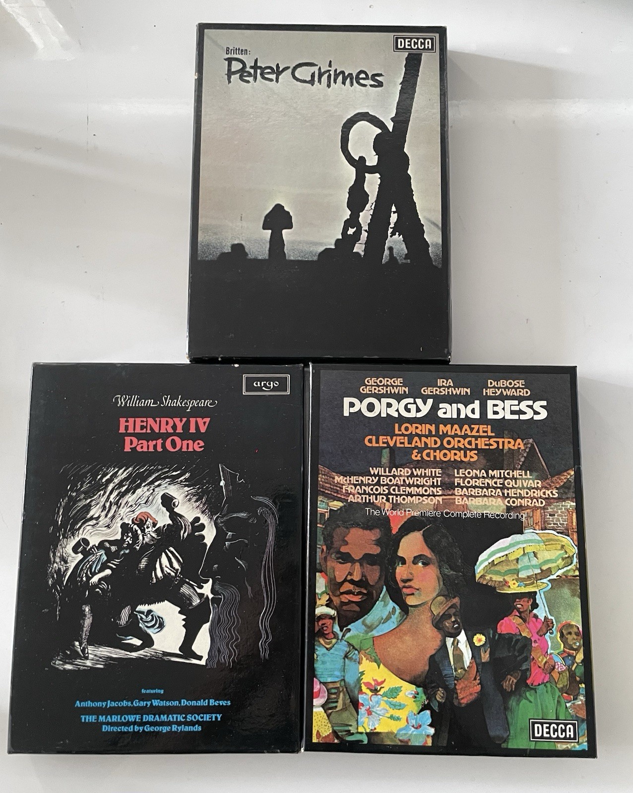 Vintage Opera Cassette Box Set Lot of 3 Decca Peter Grimes Porgy & Bess Henry IV