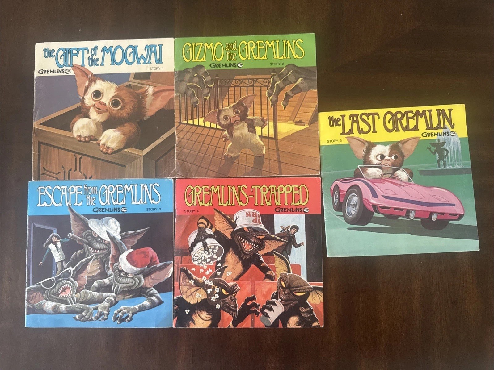 Complete Vintage 1984 Gremlins Read Along Vinyl 45s Record Book Set 1 - 5 Gizmo