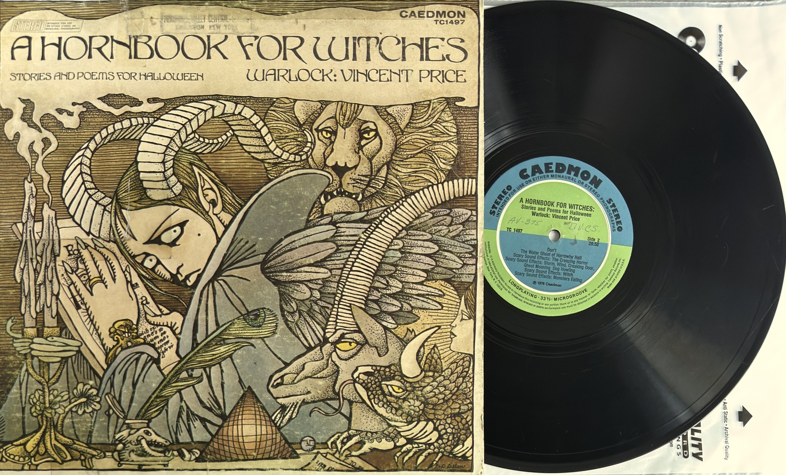 Vincent Price Hornbook For Witches Stories, Poems For Halloween Vinyl LP Caedmon