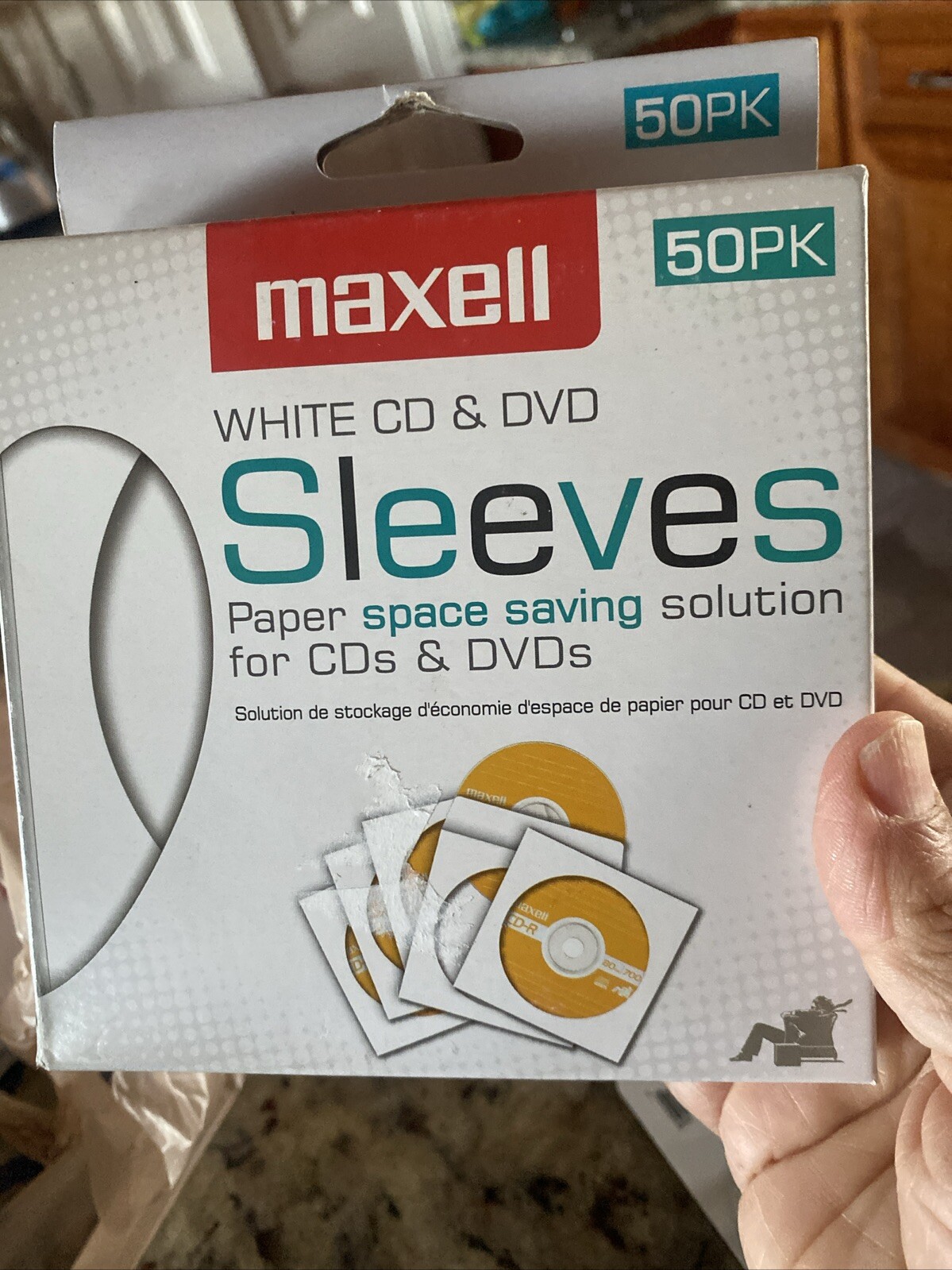 Maxell 190135 cd-400 cd/DVD Paper Sleeves with Clear Window 50 Pack (White)...