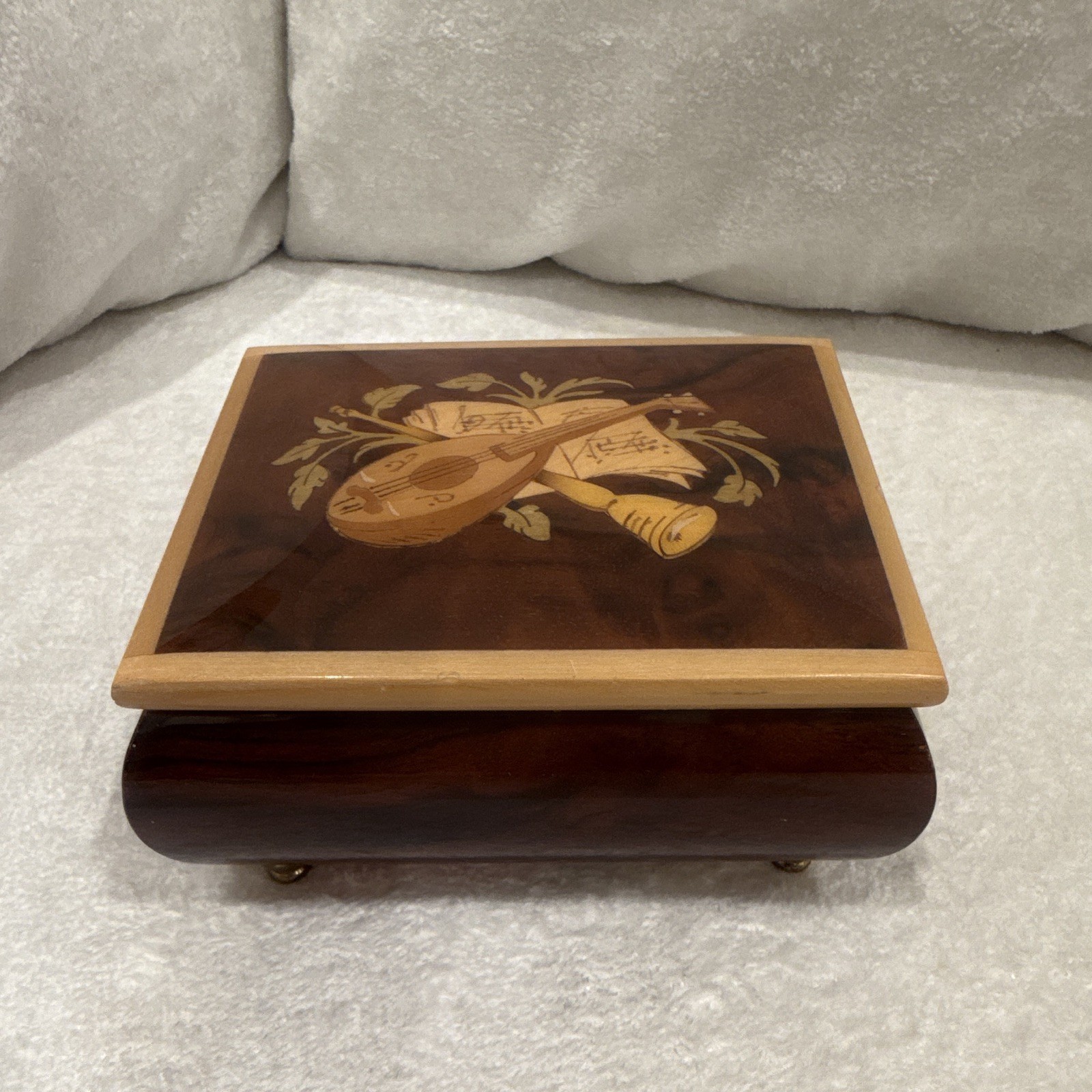 Vintage Reuge Wooden Music Box - Swiss Movement Made in Italy