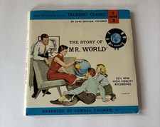 Vintage Mr. World Talking Globe Book & 2 Records Complete 33 1/3 RPM Lowell picture