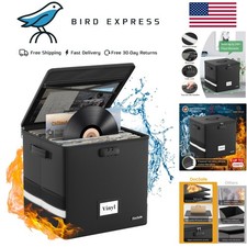 Fireproof Waterproof Vinyl Record Storage Box Lockable Collapsible 100+ Records picture