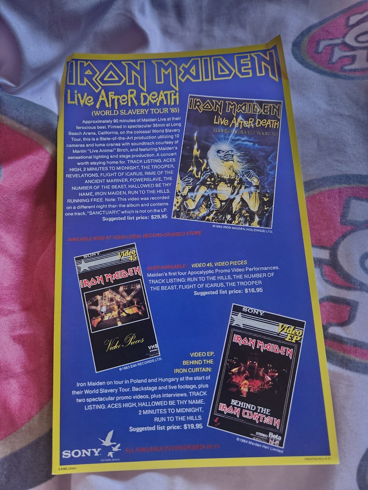 Iron Maiden, Live After Death  Vinyl, 1985,Booklet, inserts and promotion stamp