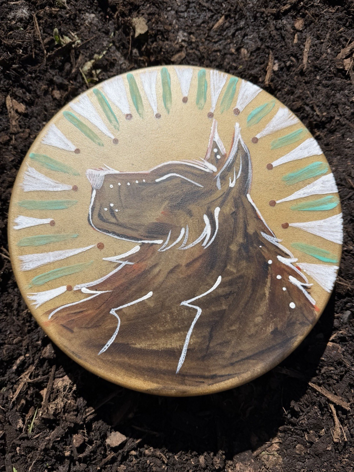Native American drum 10” Hand drum Earth Pigment Paints Wolf Paw