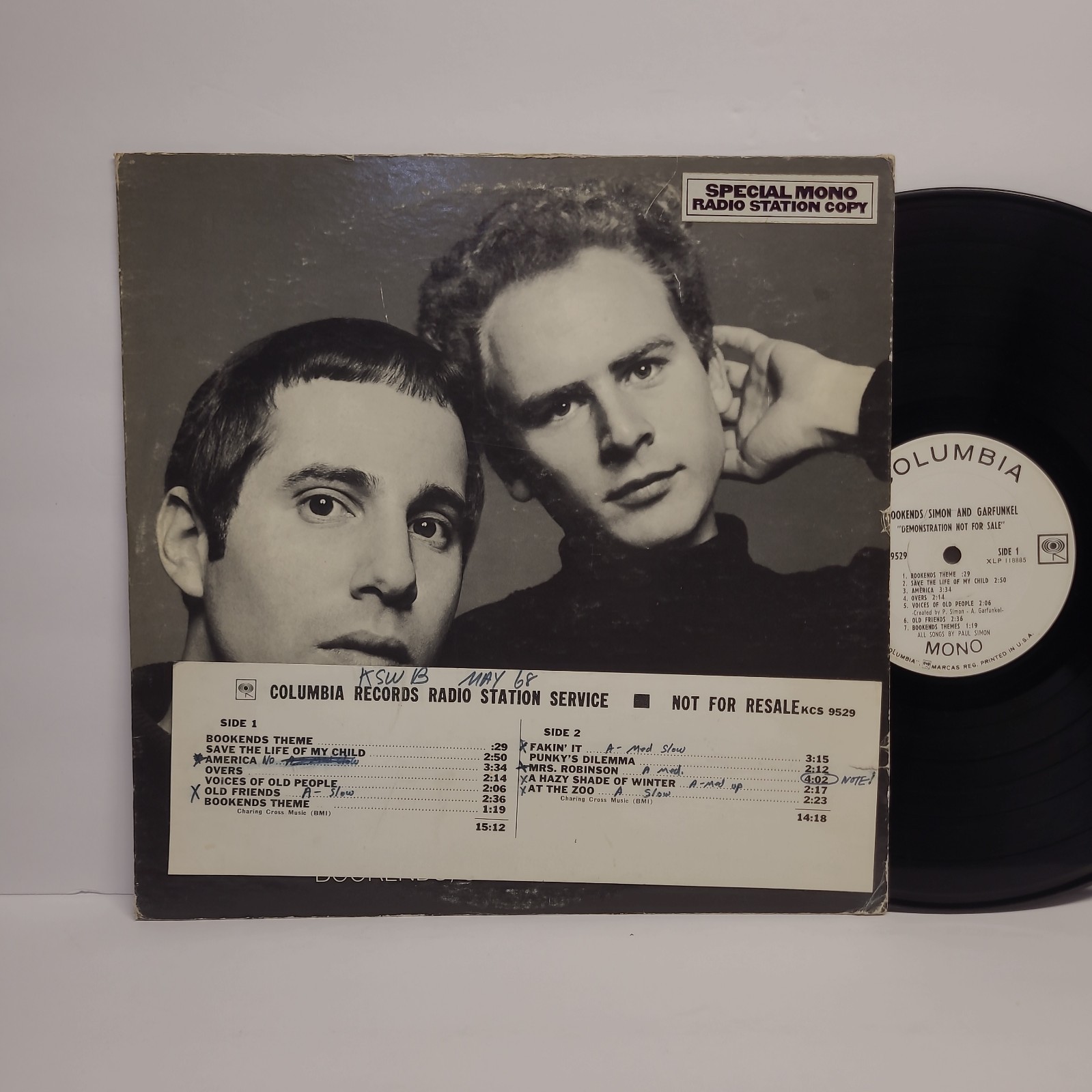 Rare Simon And Garfunkel Mono Vinyl Record Radio Station Copy KCD9529 White Labe