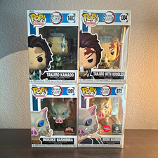 Funko Pop Animation Demon Slayer Tanjiro & Inosuke TargetCon Flocked Lot 4 picture