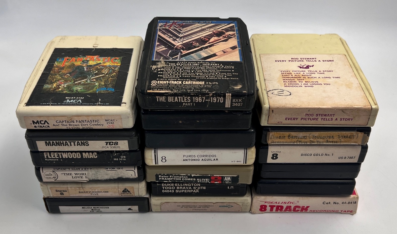 Lot of 19 Vintage 8-Track Tapes The Beatles, Elton John, Rod Stewart