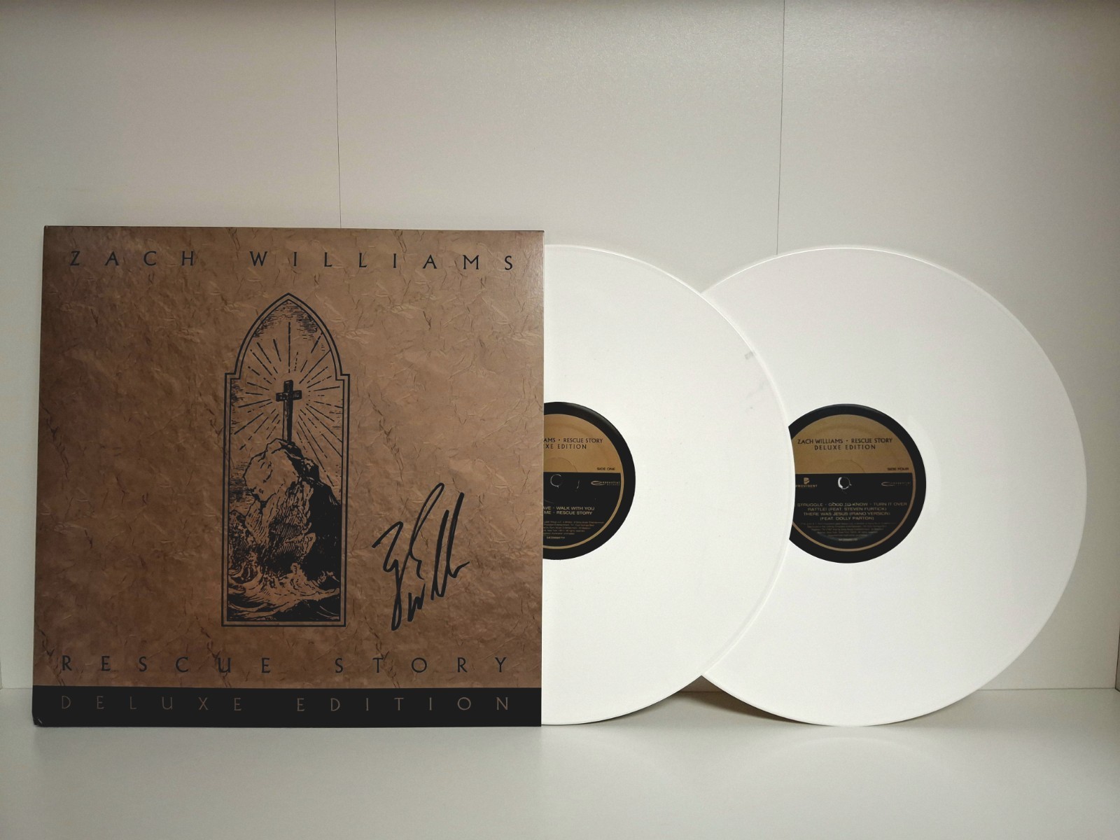 SIGNED ~ Zach Williams ~ Rescue Story Deluxe White Vinyl 2x Records ~ Feat Dolly