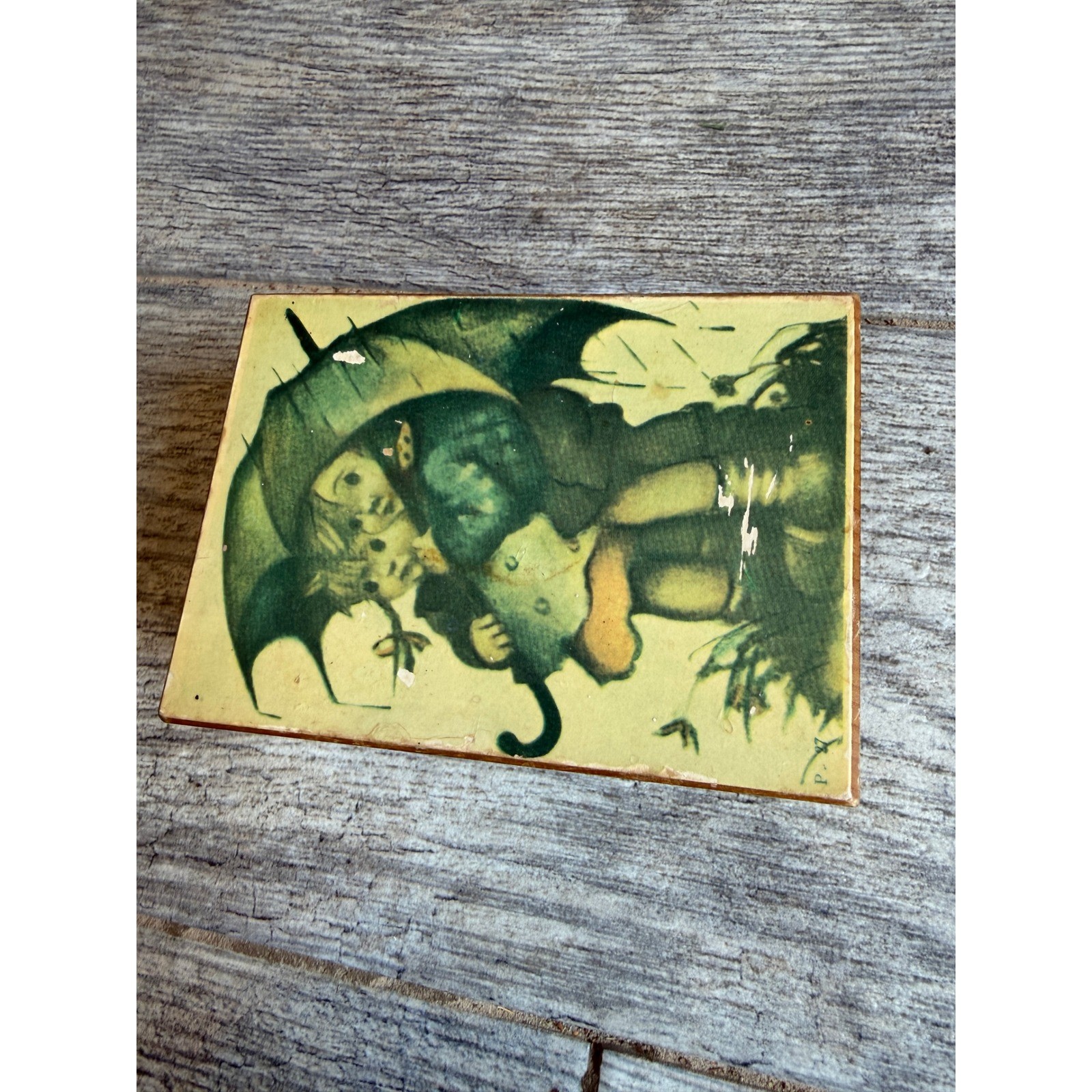 Hummel Vintage Music Box Children Umbrella Japan Wind Up Wood Fuji Wooden ViDeO