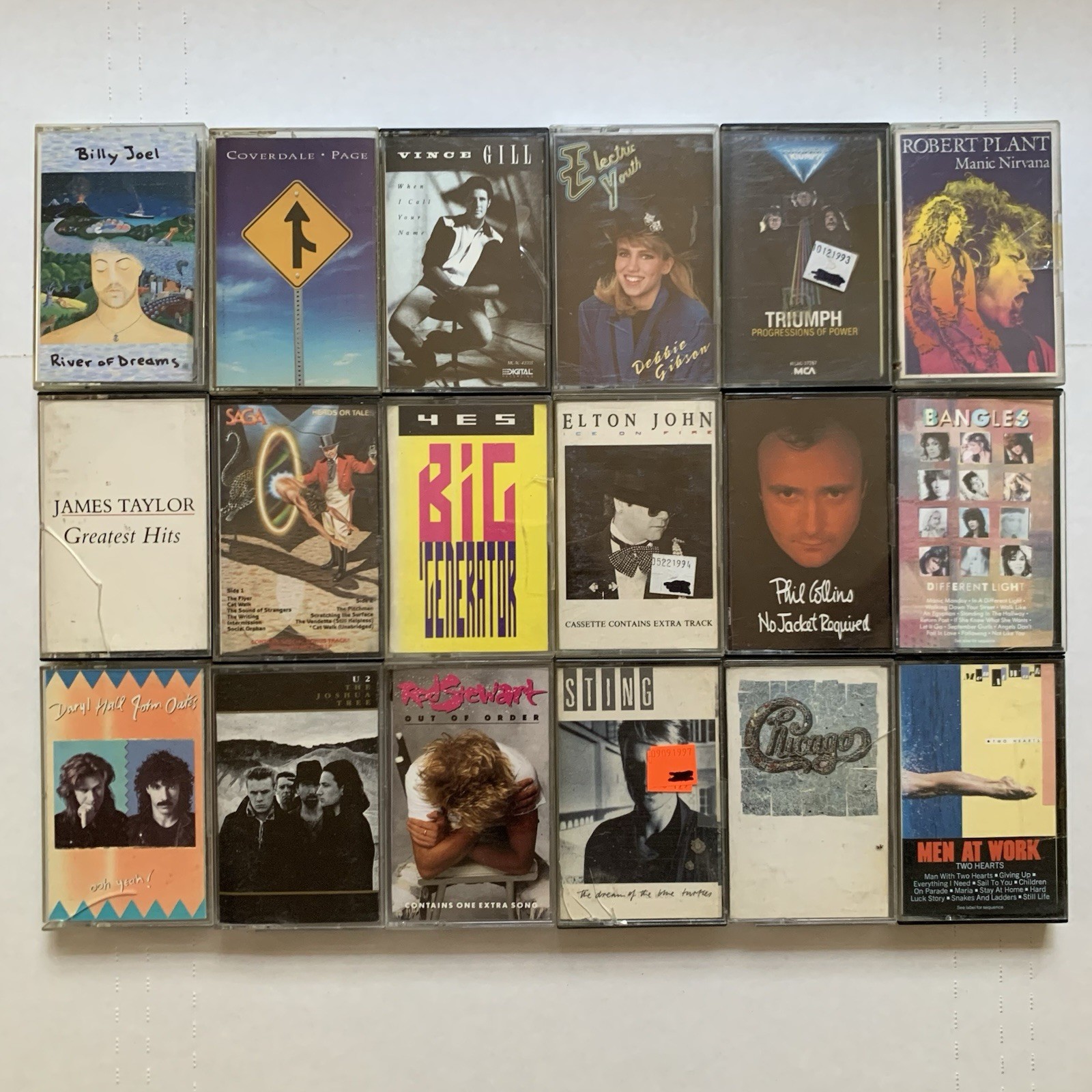 Vintage Classic Rock Cassette Tape Lot of 18 - U2 Yes Bangles Elton Page Etc.