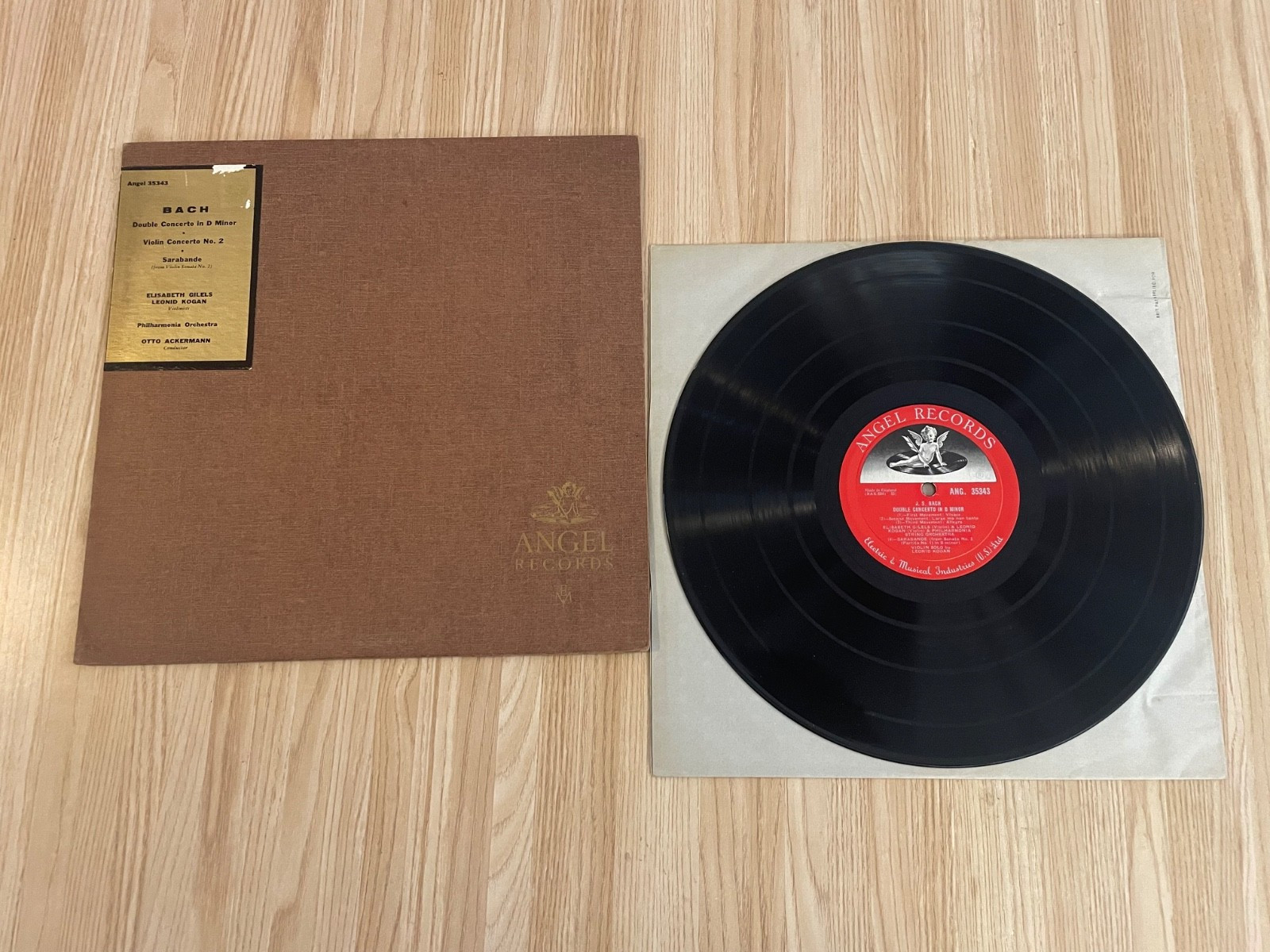 Leonid Kogan/Elisabeth Gilels Angel LP 35343 Bach Double Concerto Plays VG+/++