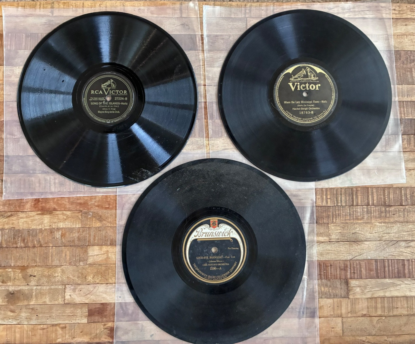 3 Vintage Dance Orchestra 78 RPM Records Victor Brunswick Wayne King 1920s 1940