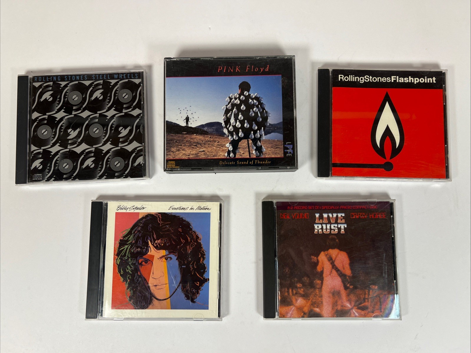5 Vintage CD Lot Pink Floyd Rolling Stones Neil Young Billy Squier Classic Rock