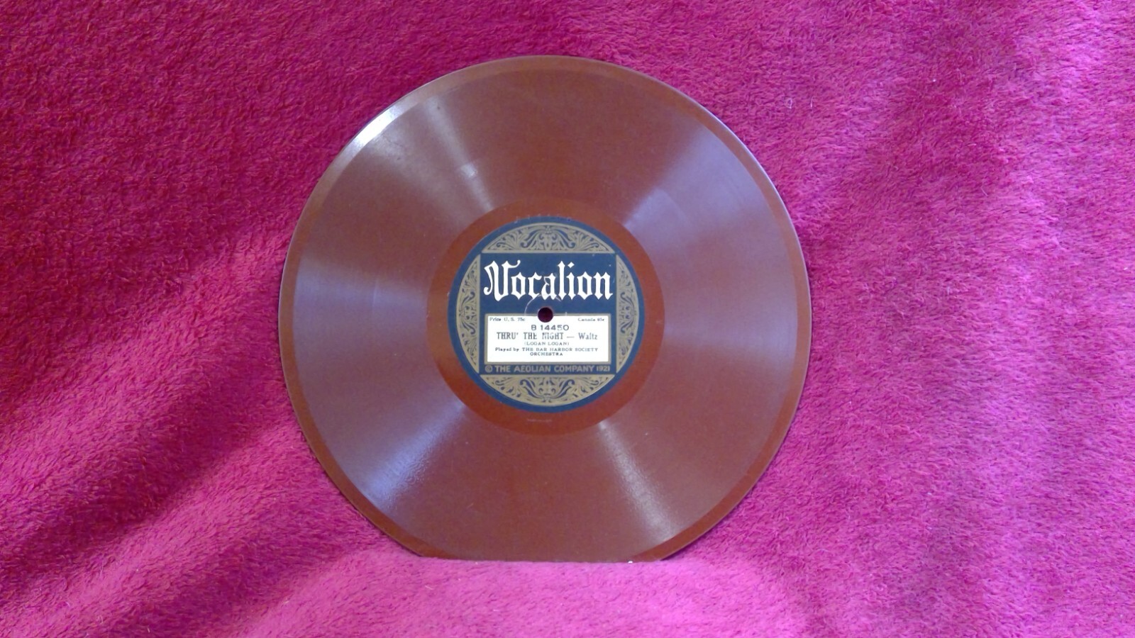 Vocalion 14450 Why should I cry / Thru the night - 78rpm 10\' 1922 VG+