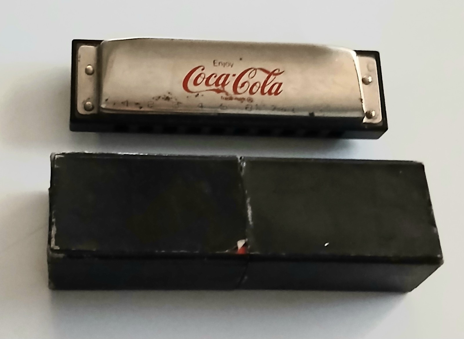 Coca-Cola Logo M. Hohner C Harmonica with Dark Case Made In Germany 