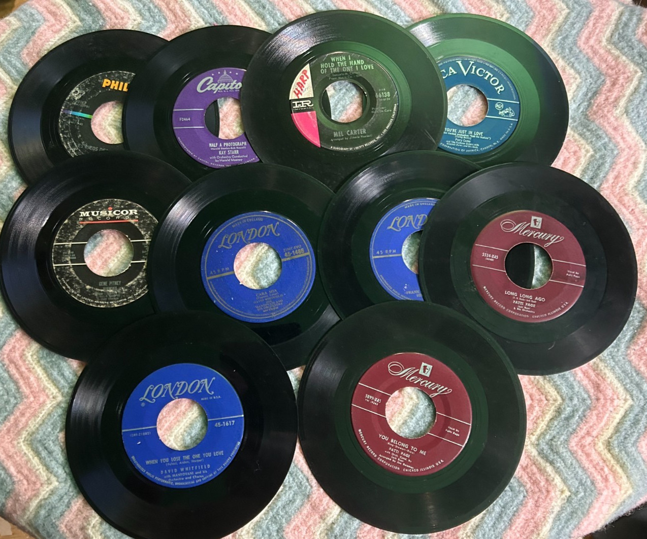 10, 50s, 60s, 45s Patti Page Kay Starr Mel Carter Singing Nun Perry Como ect.
