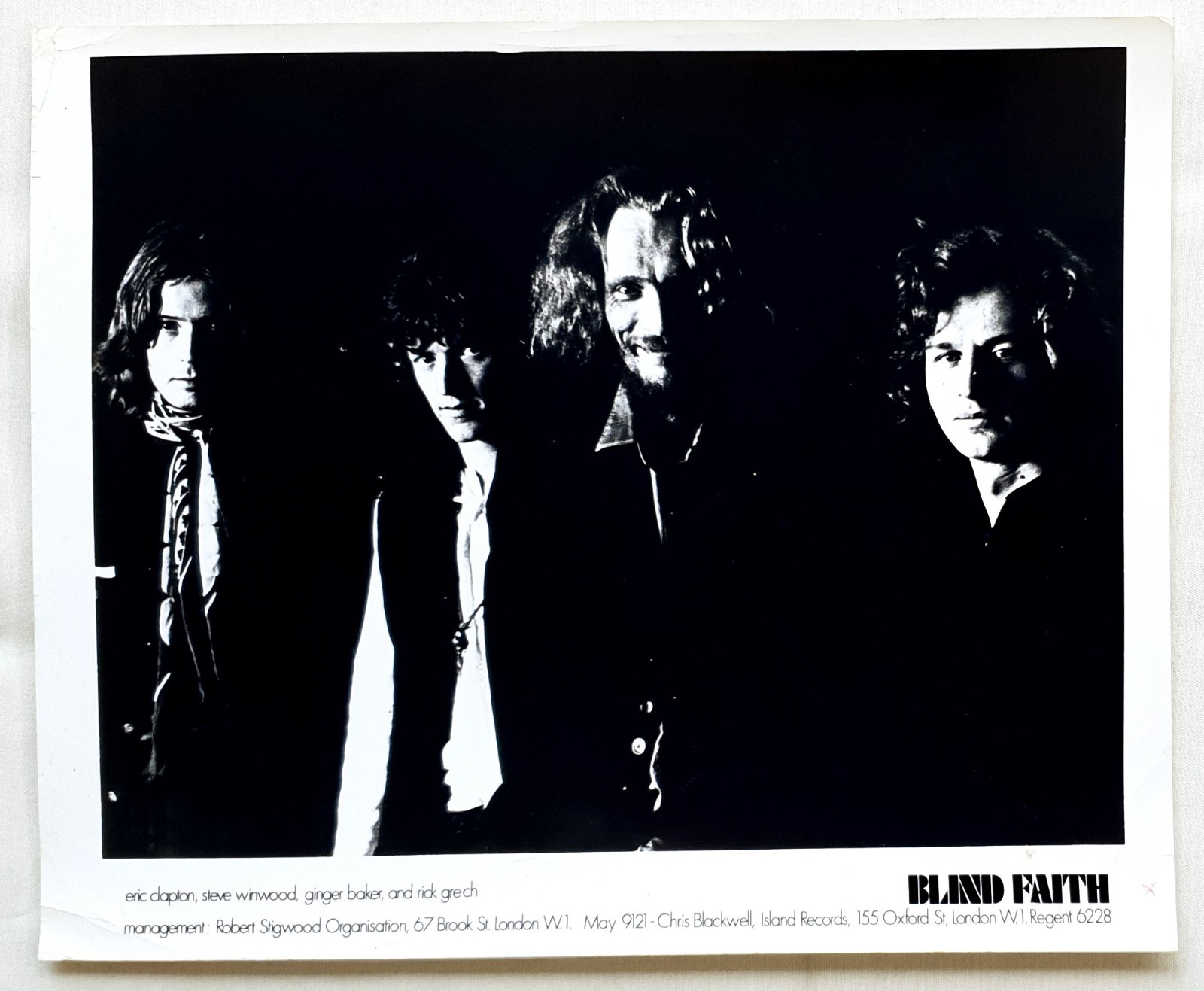Blind Faith Vintage Promo Photo 1969 Stigwood Island Records Press 10x8 Clapton