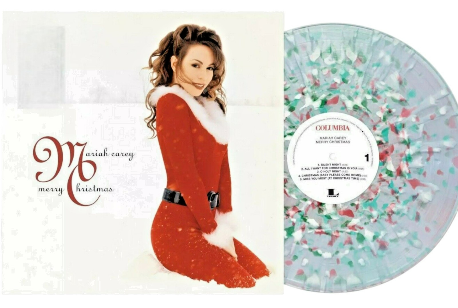 MARIAH CAREY MERRY CHRISTMAS EXCLUSIVE RED GREEN SPLATTER VINYL [NEW LP] Deluxe