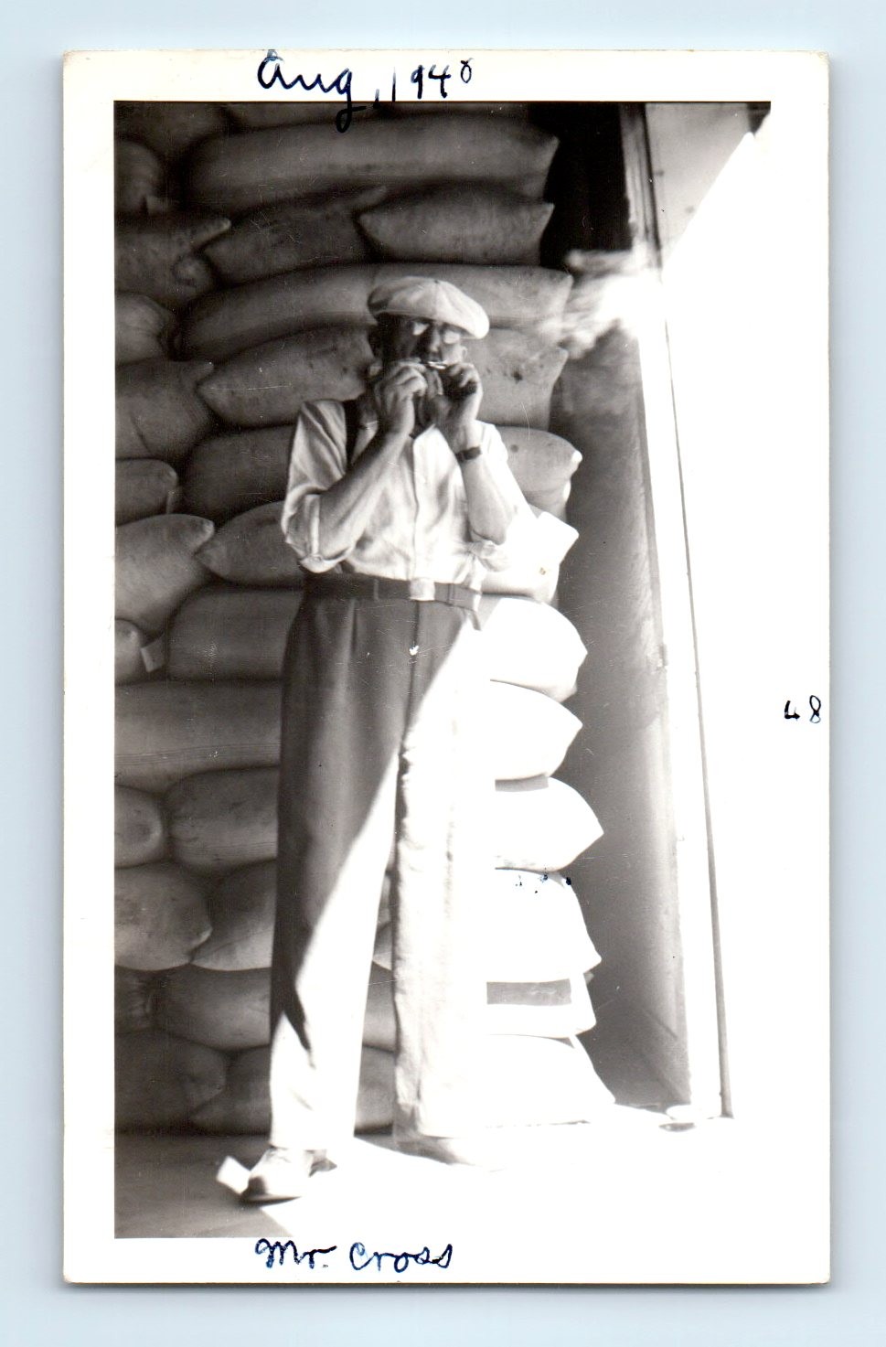 Old Vintage Photo SOLO MAN PLAYING HARMONICA 1940 ID'D NAME MR CROSS SNAPSHOT