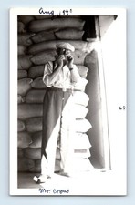 Old Vintage Photo SOLO MAN PLAYING HARMONICA 1940 ID'D NAME MR CROSS SNAPSHOT picture