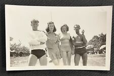 FOUND VINTAGE PHOTO PICTURE People In Swimsuits Posing For A Snapshot picture
