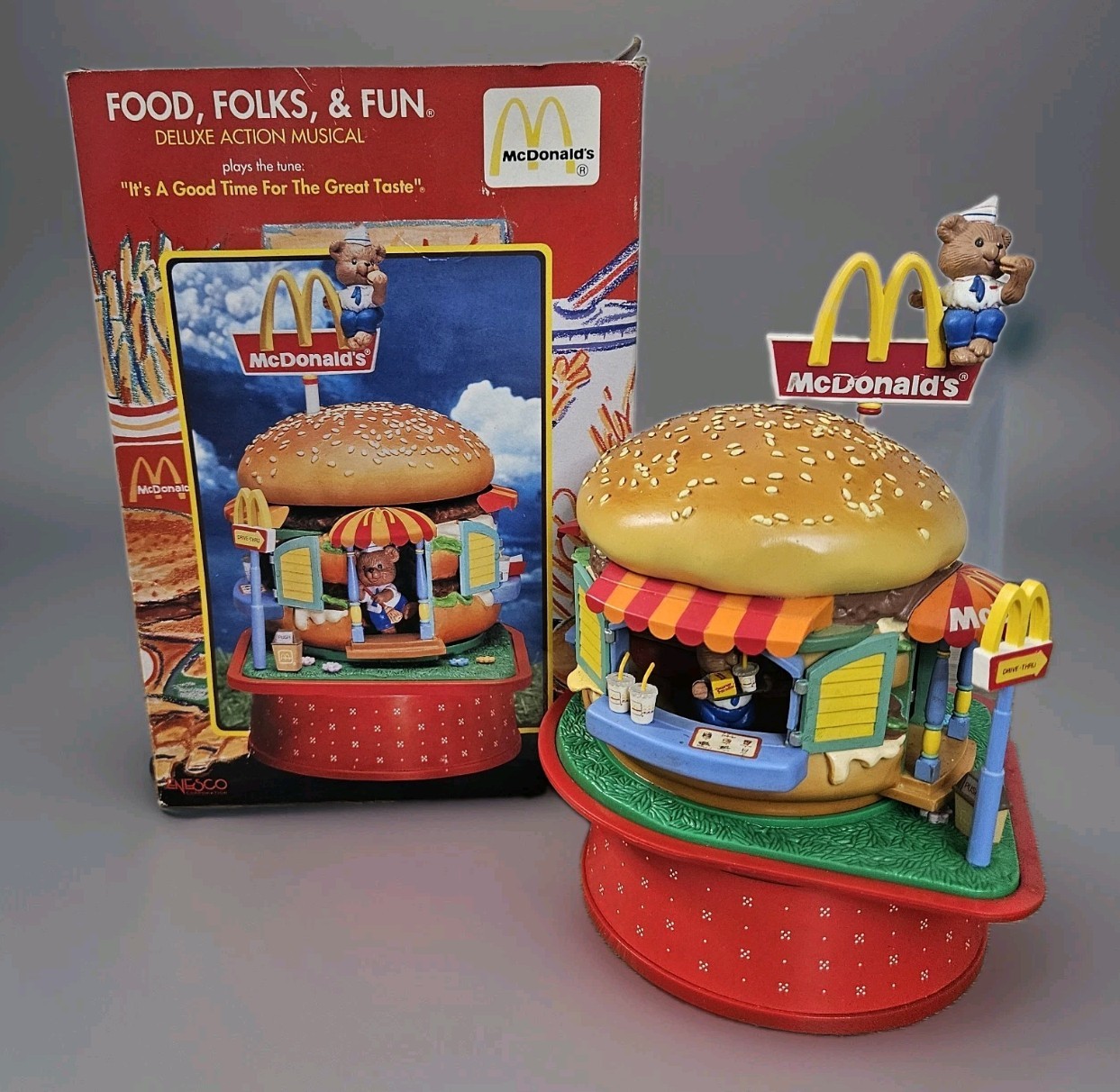 Vintage Enesco McDONALD'S Food Folks & Fun Music Box w/ Box WORKS 