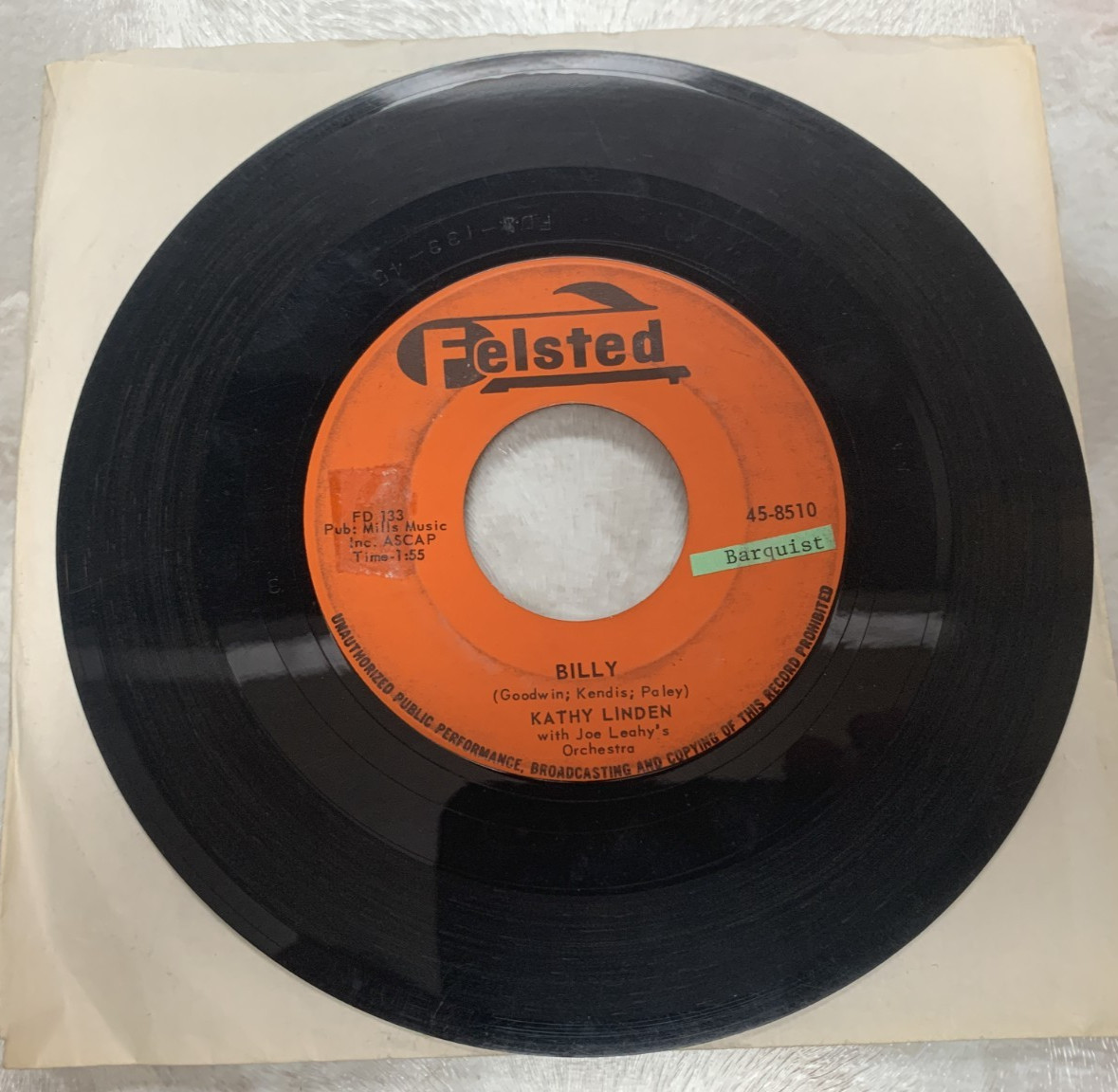 Vintage Kathy Linden 45 RPM 7\