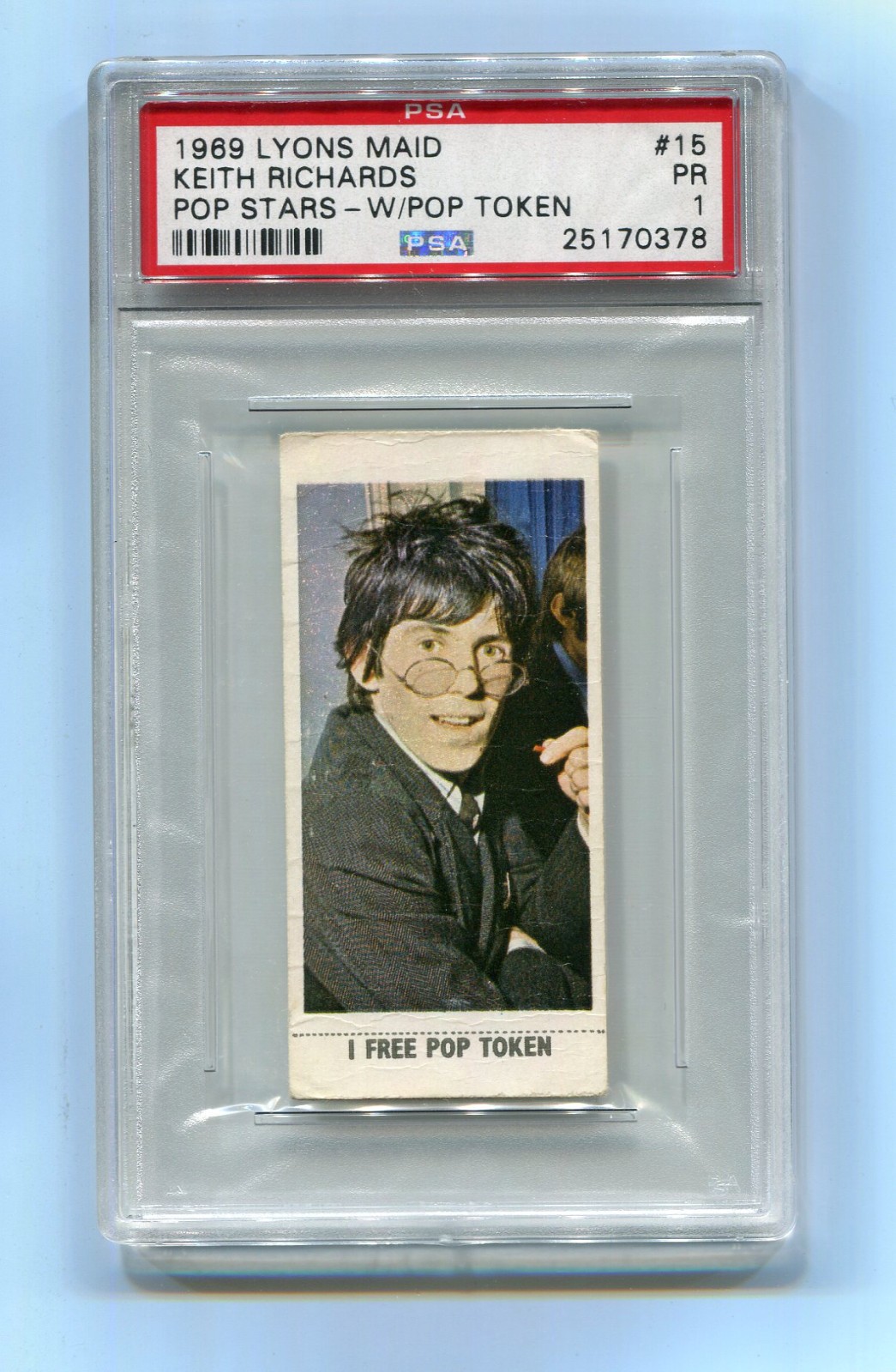 1969 Lyons Maid w/ Token 15 Keith Richards The Rolling Stones PSA 1 NQ Graded