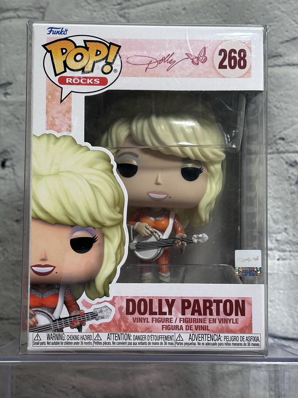 Funko Pop Rocks Dolly Parton #268 Vinyl Figure Orange Jumpsuit Banjo NOT MINT