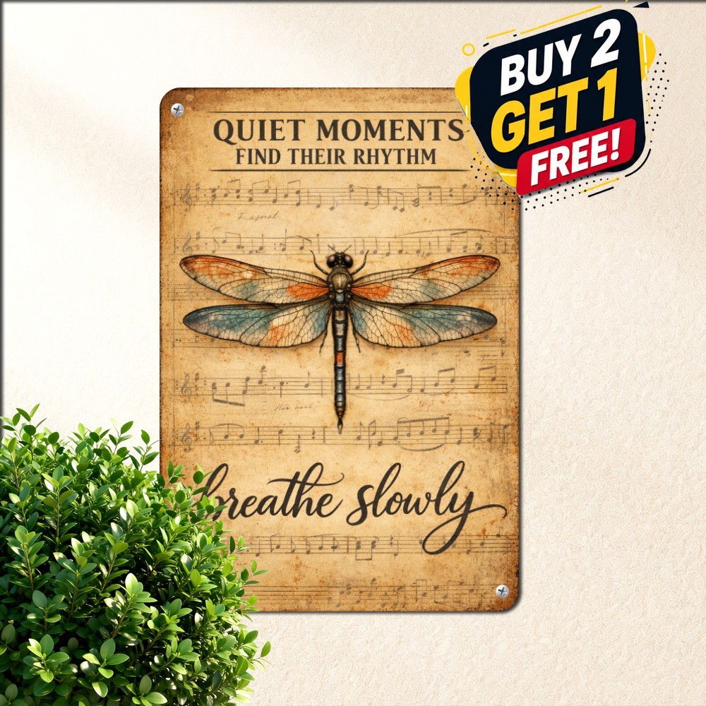 Let It Be Dragonfly Lyrics Tin Sign Inspirational Words Of Wisdom Metal Decor