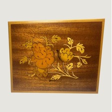 Vintage Laurel Music Box Wooden Floral Inlay Sankyo Japan Isle Of Capri Working picture