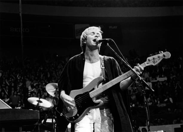 STING POLICE Sting performing playing Fender Precision bass Old Photo 1