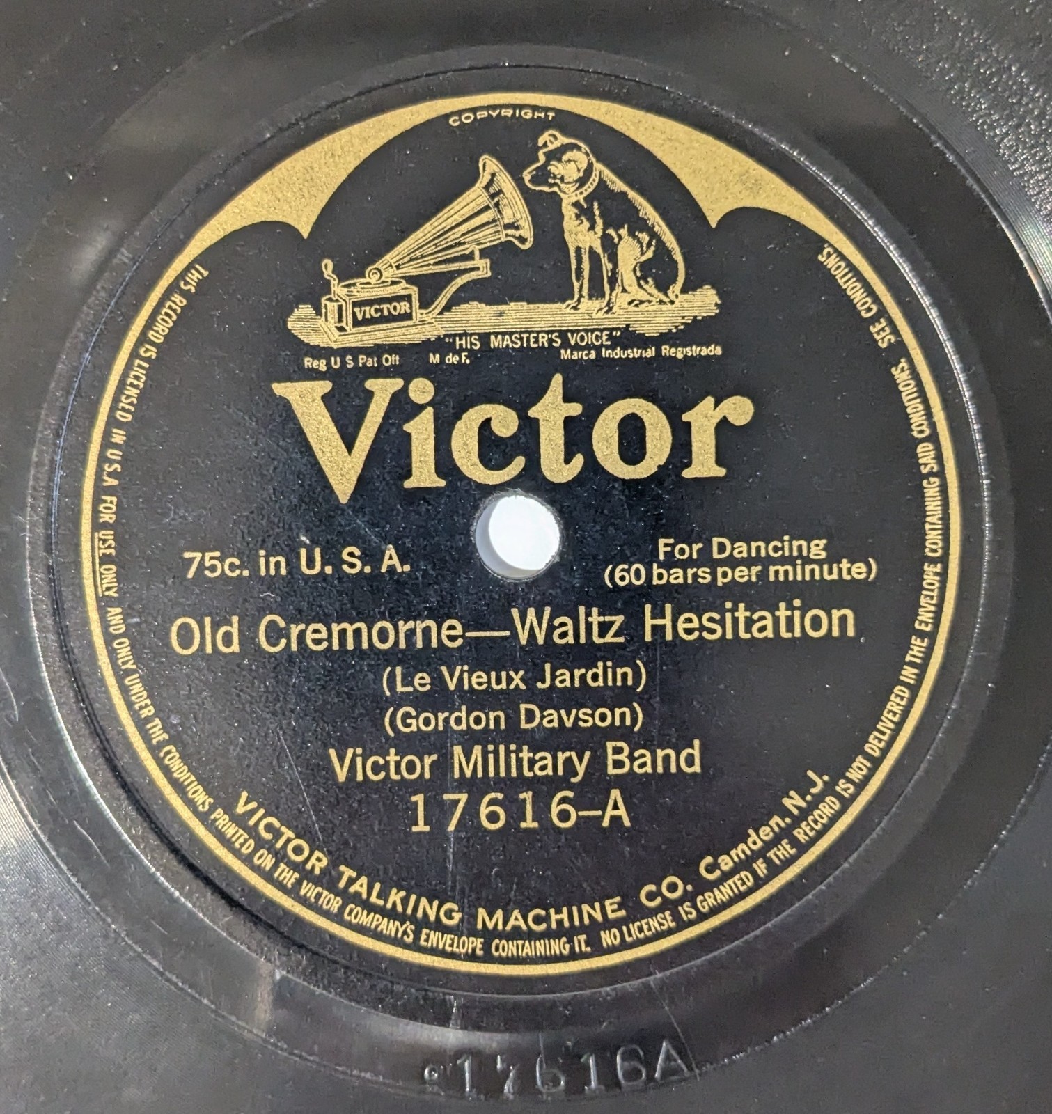 Victor Military Band Old Cremorne Waltz Hesitation Valse Noble 78 RPM E-