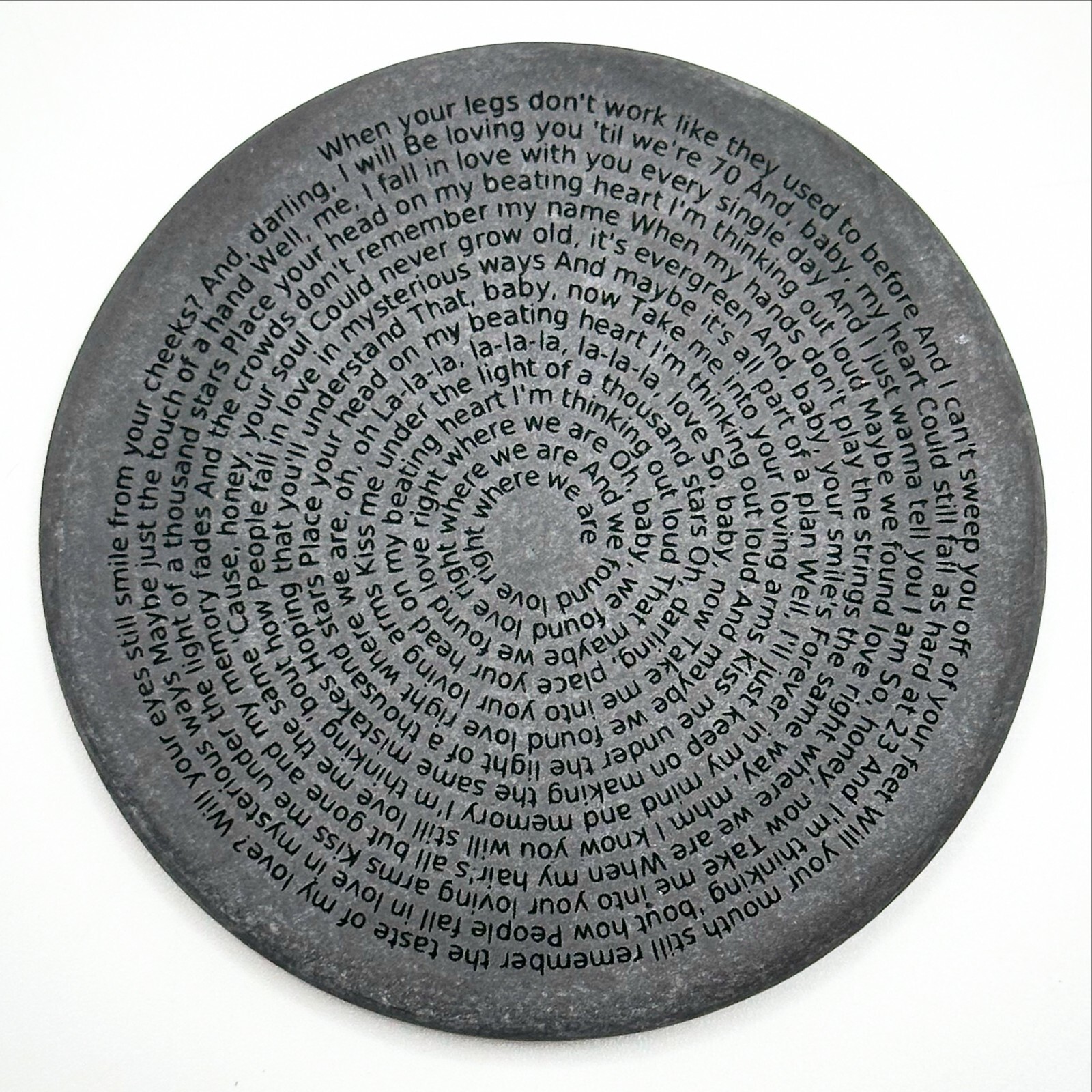 PERSONALISED SONG LYRICS ENGRAVED ON SLATE DISC. WEDDING SONG FIRST DANCE