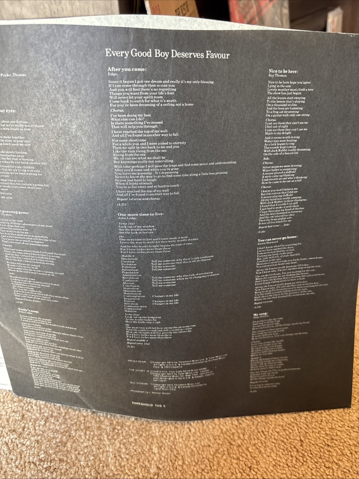 Moody Blues Record Inserts Olny 2X