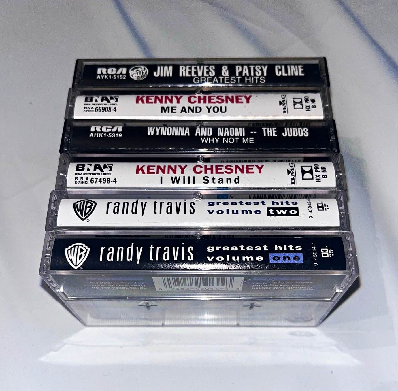 Country Cassette Lot 6 Kenny Chesney Randy Travis Judds Jim Reeves Patsy Cline