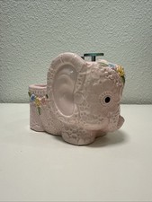 Vintage Napcoware Pink Elephant Music Box Rock A Bye Baby Japan Works picture