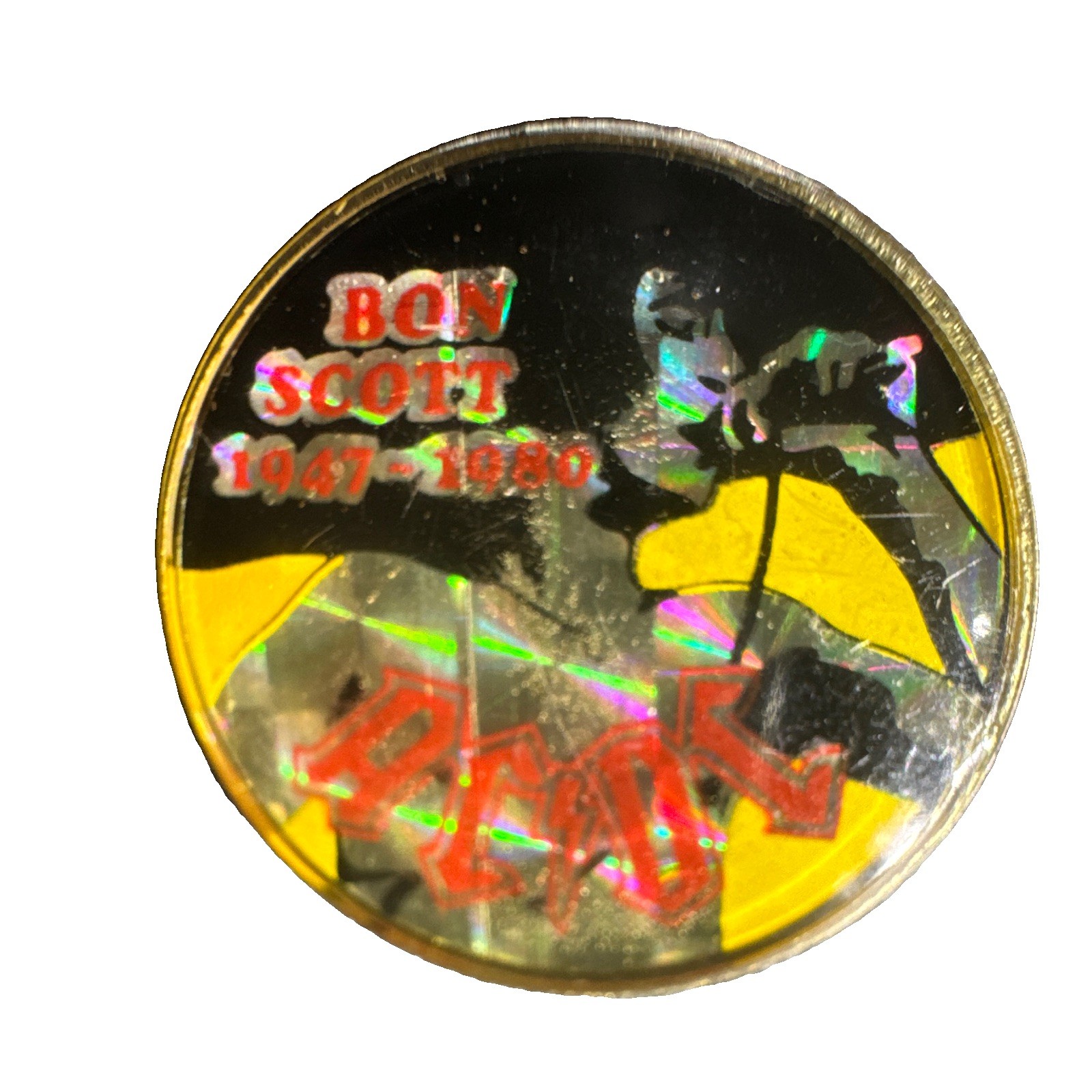 AC/DC Bon Scott 1947–1980 Pinback Button Badge, Original 1980s
