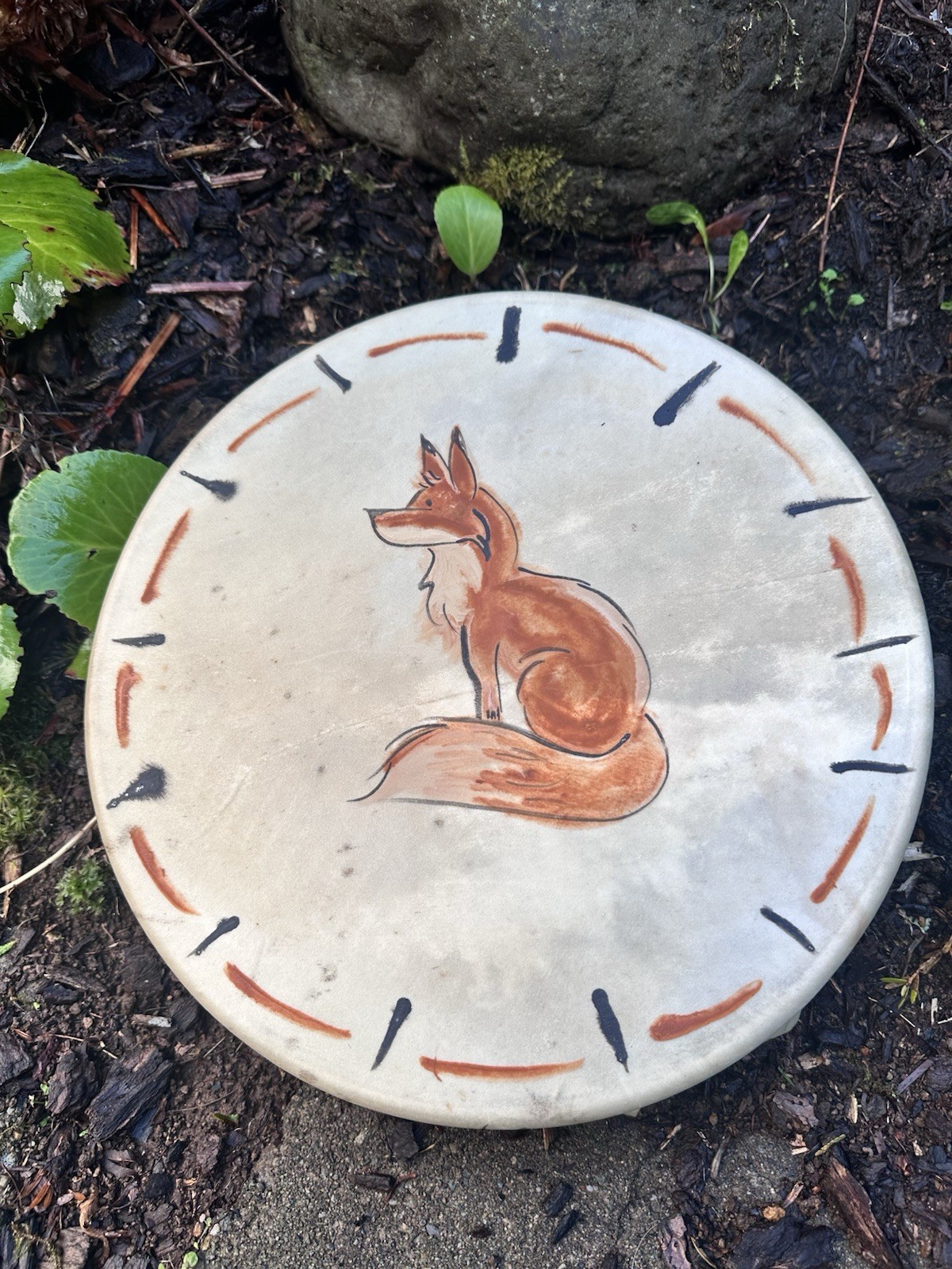 Native American drum 12” Hand drum Earth Pigment Paints Fox Drum