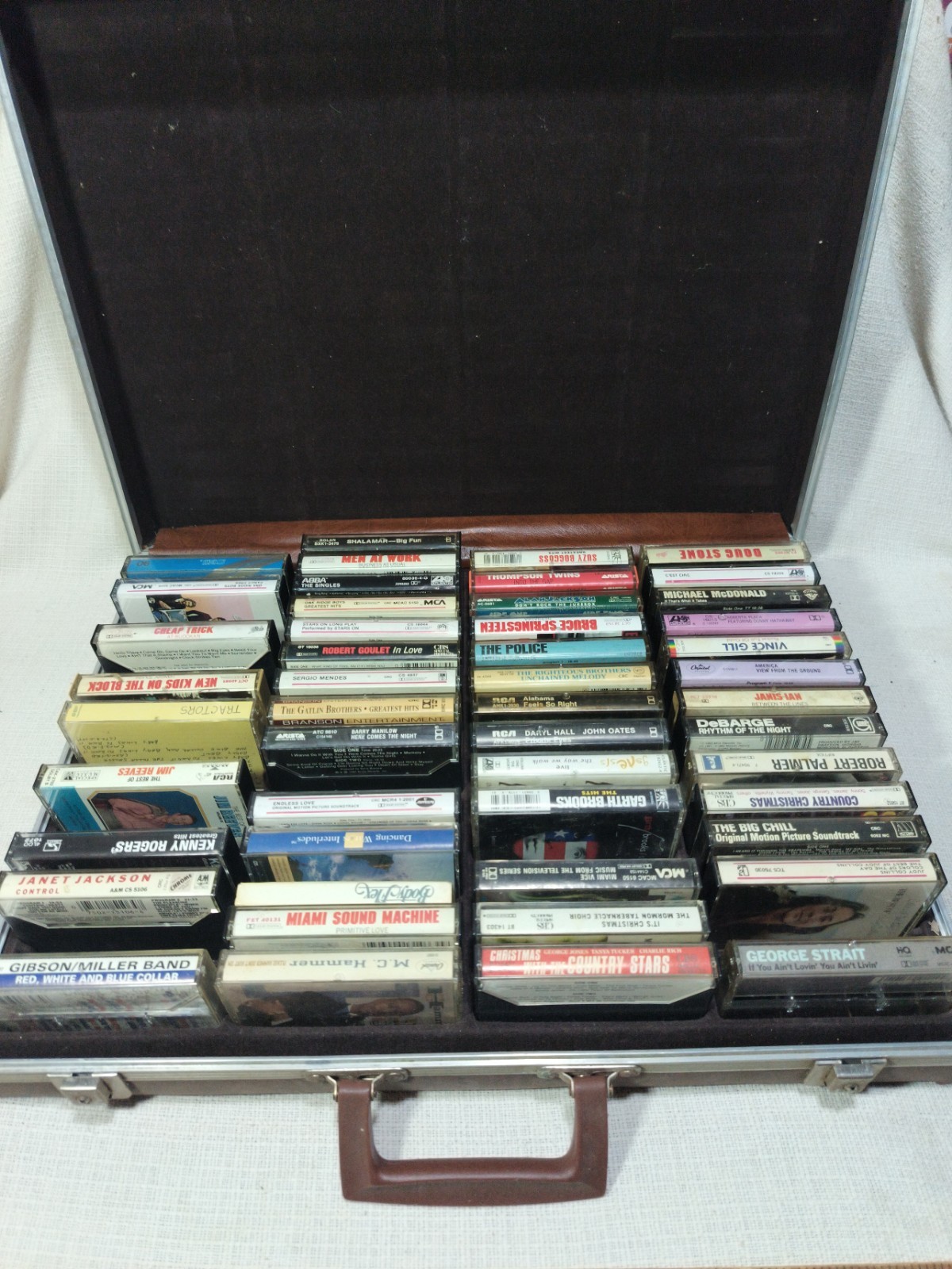 Huge Vintage 80s/90s Cassette Tape Collection with 56-Slot Hardshell Case